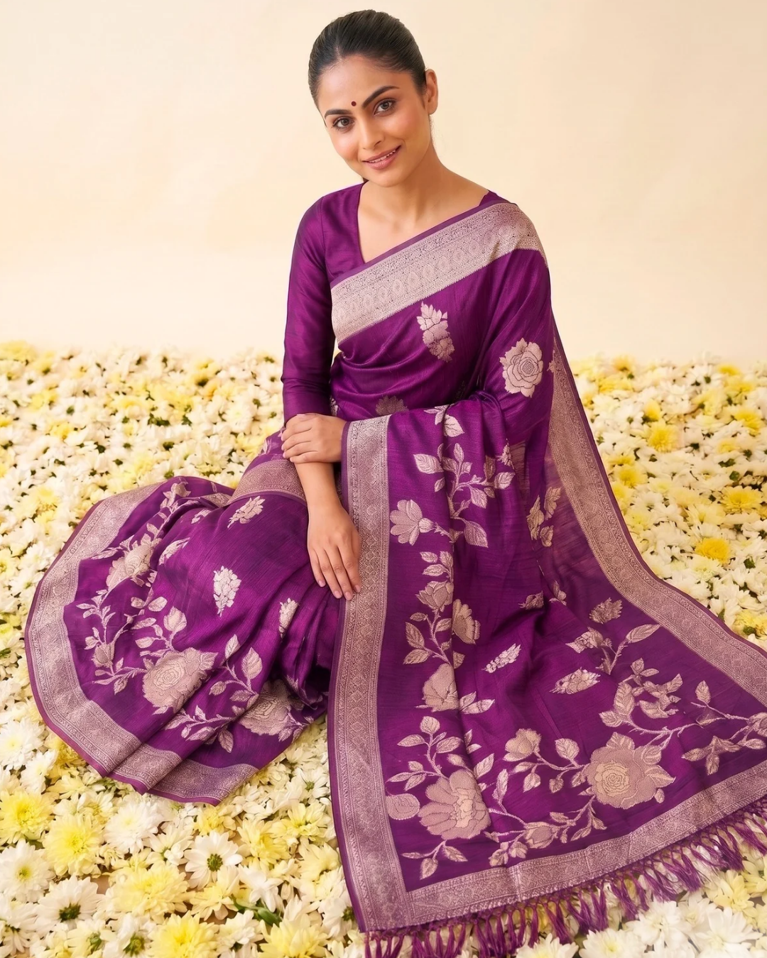 Floral Woven Cotton Banarasi Saree